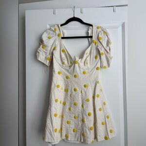 For Love & Lemons mini yellow polka dot dress